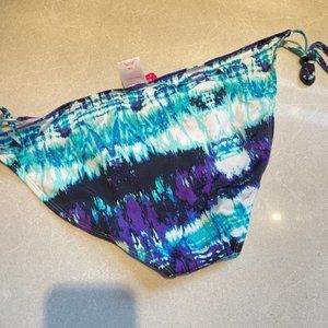 NWT Xhiliration Swim Bottom Women's Tie Dye Large String Bikini Swimsuit